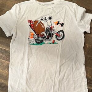 Under Armour White T-Shirt with Motorcycle Graphic